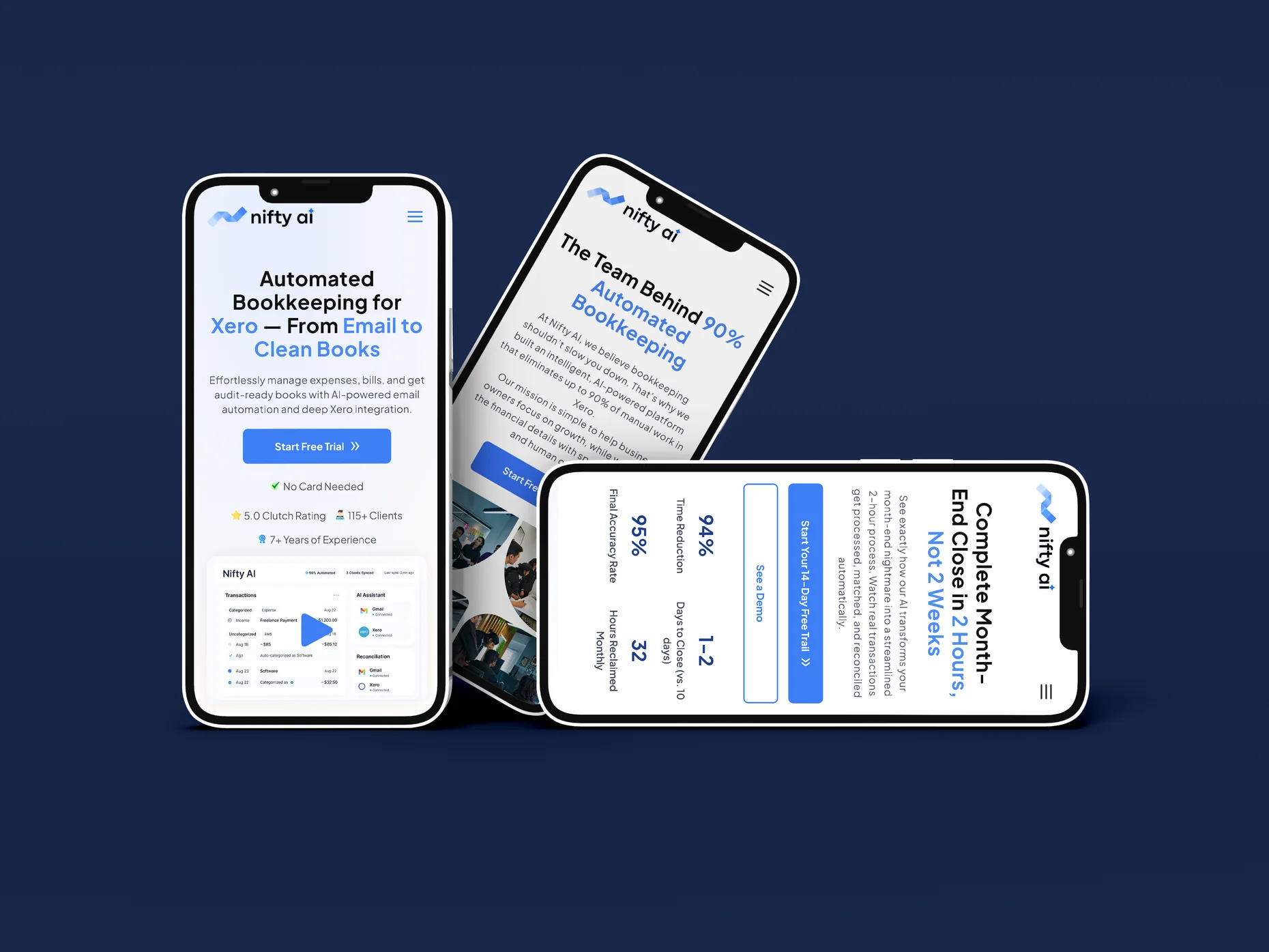 The Nifty AI website on three phones