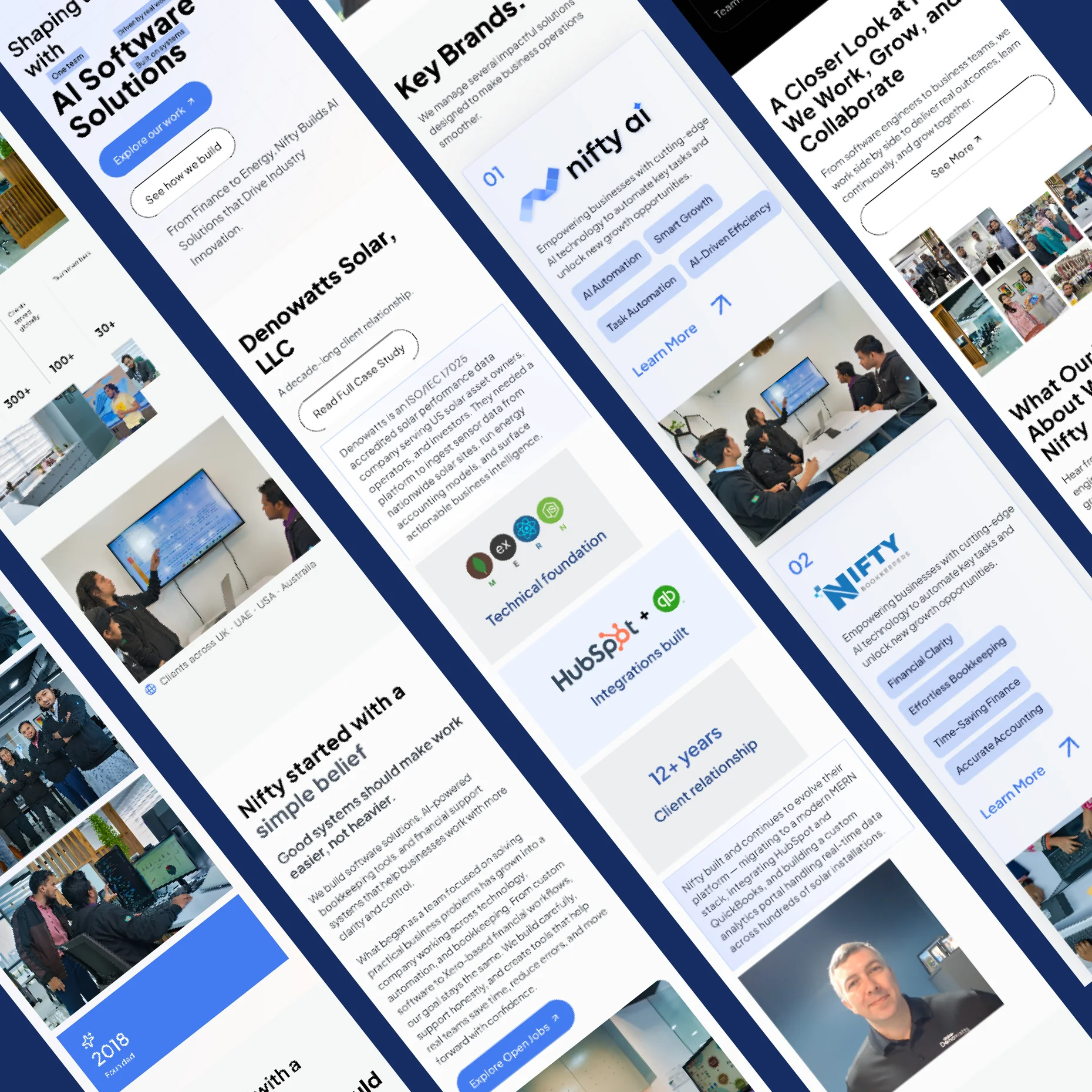 Nifty IT Solution mobile pages laid out at an angle