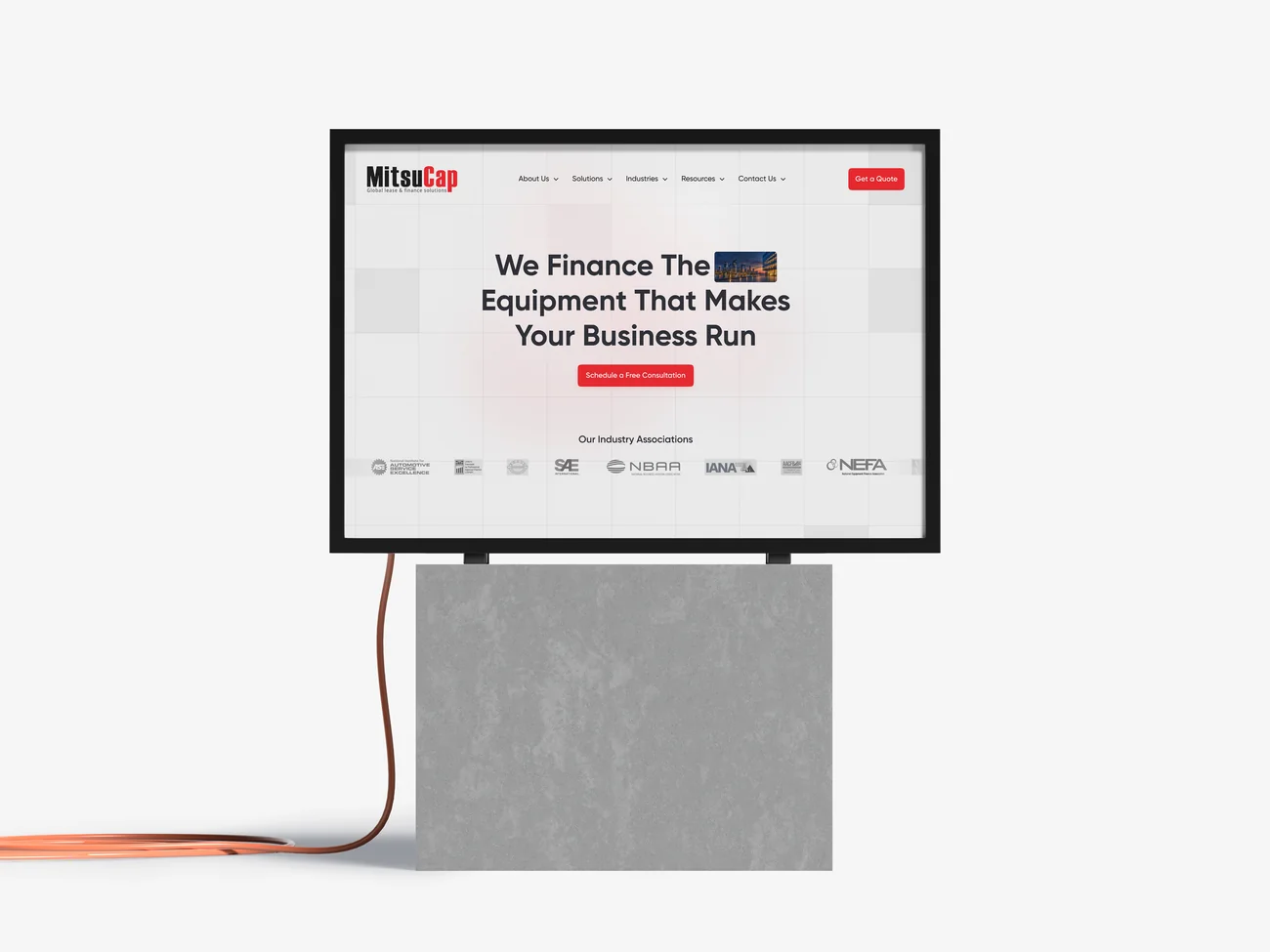 MitsuCap website shown on a desktop monitor