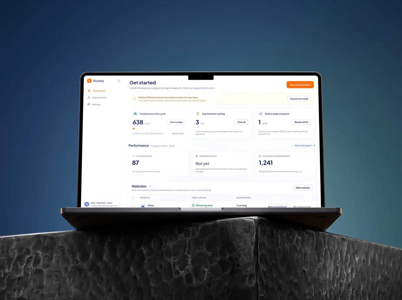 Analytics dashboard tool on a laptop